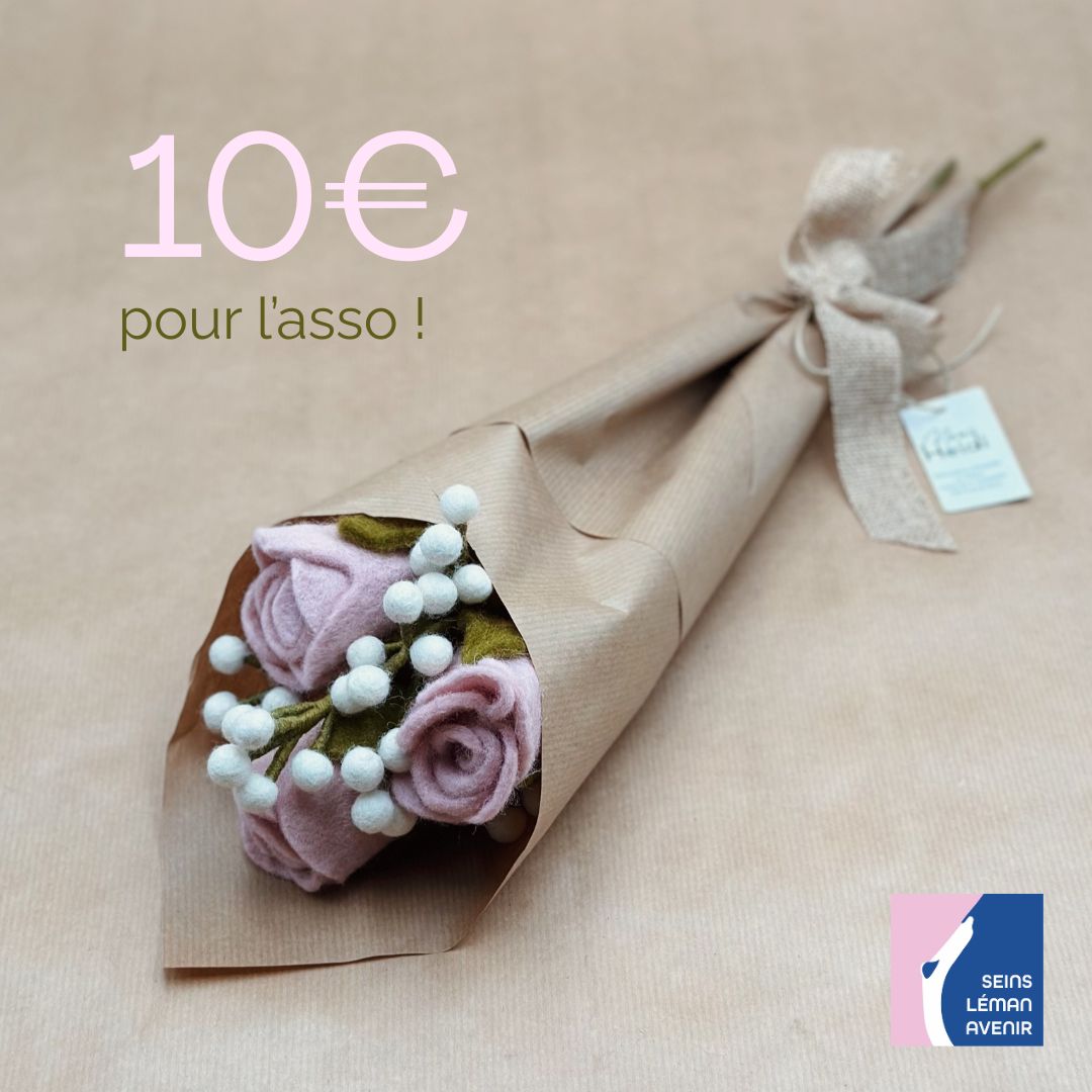 Bouquet solidaire 3 â 3 roses, 1 gypsophile en feutre đč