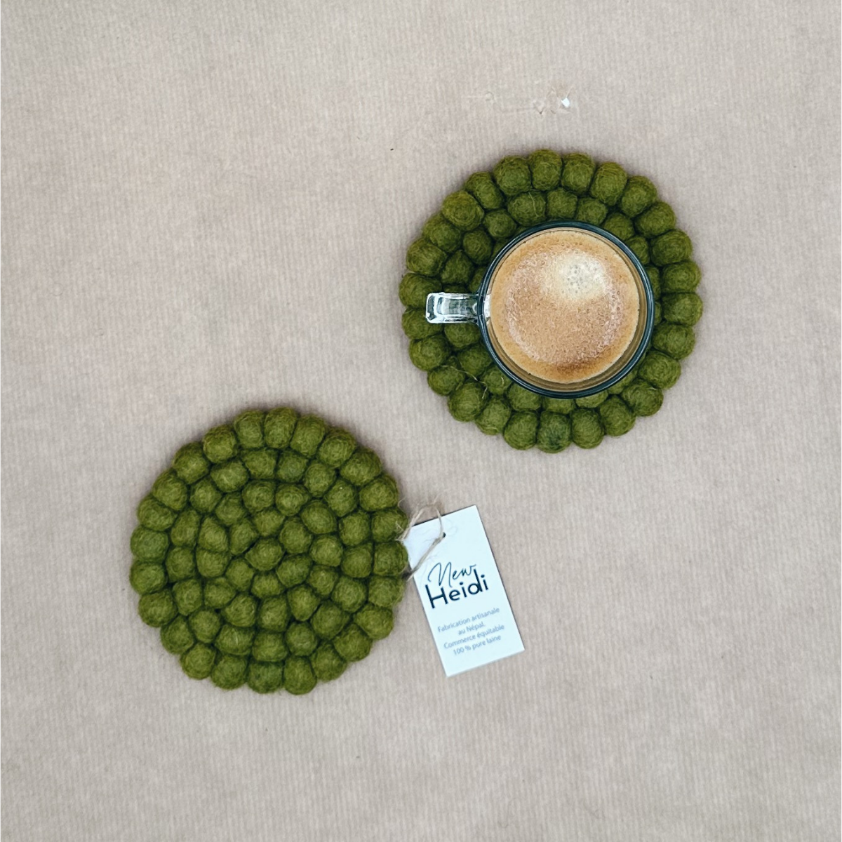 Set de 2 sous-verres "boule" en feutrine - New Heidi