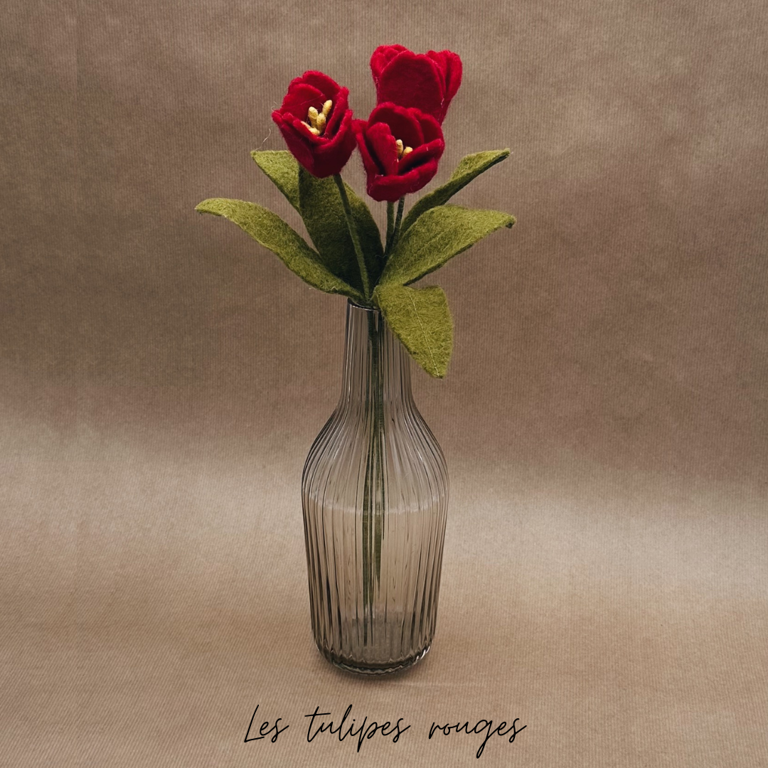 Lot de 3 branches de Tulipes (Rose / Rouge / Jaune) - New Heidi