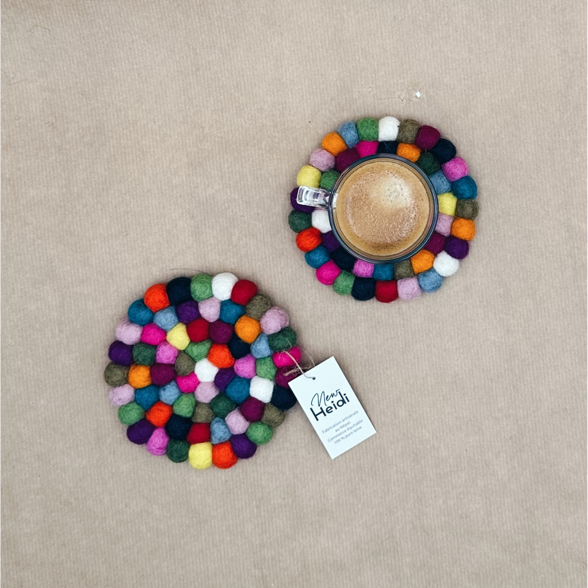 Set de 2 sous-verres "boule" en feutrine - New Heidi