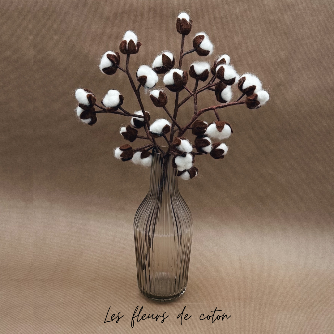 Lot de 3 branches de fleurs de coton - New Heidi