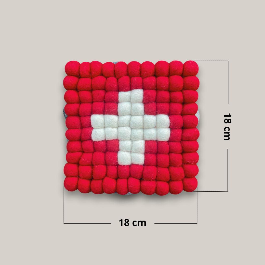 Dessous de plat "Drapeau Suisse" en feutrine - New Heidi