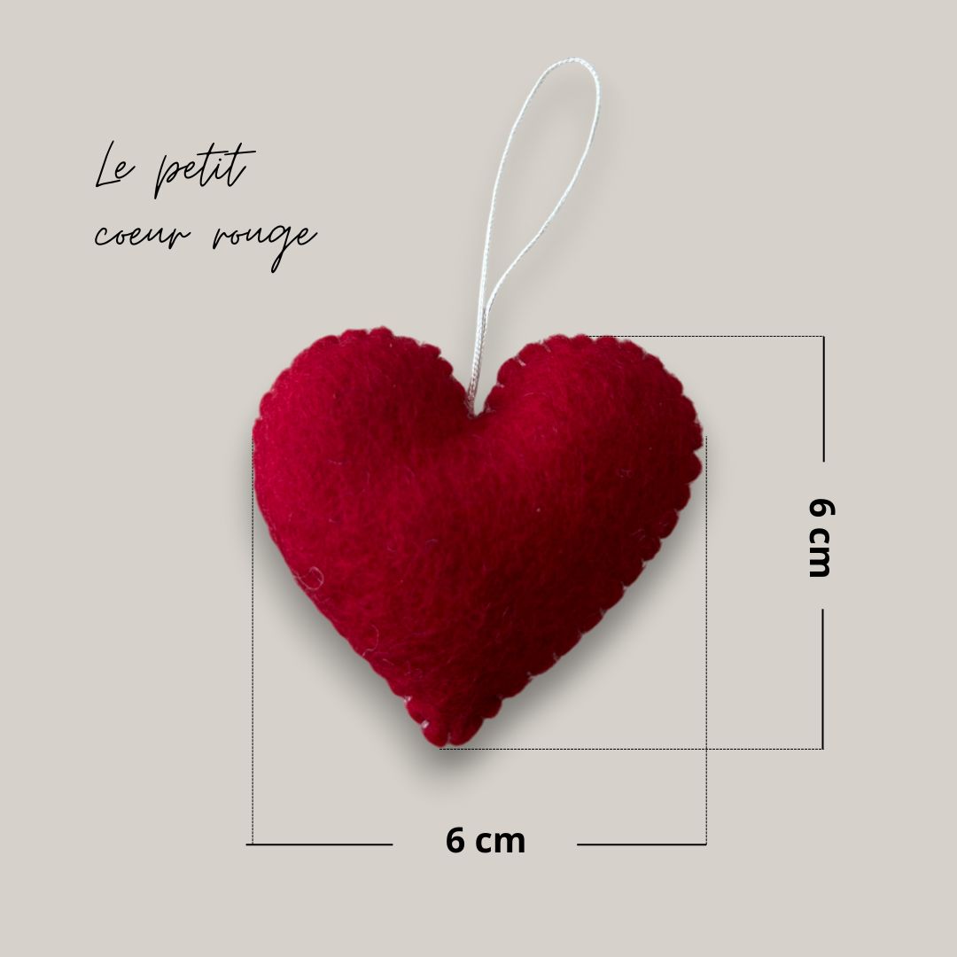 Décorations à suspendre en forme de cœur en feutrine (rouge et blanc) – New Heidi