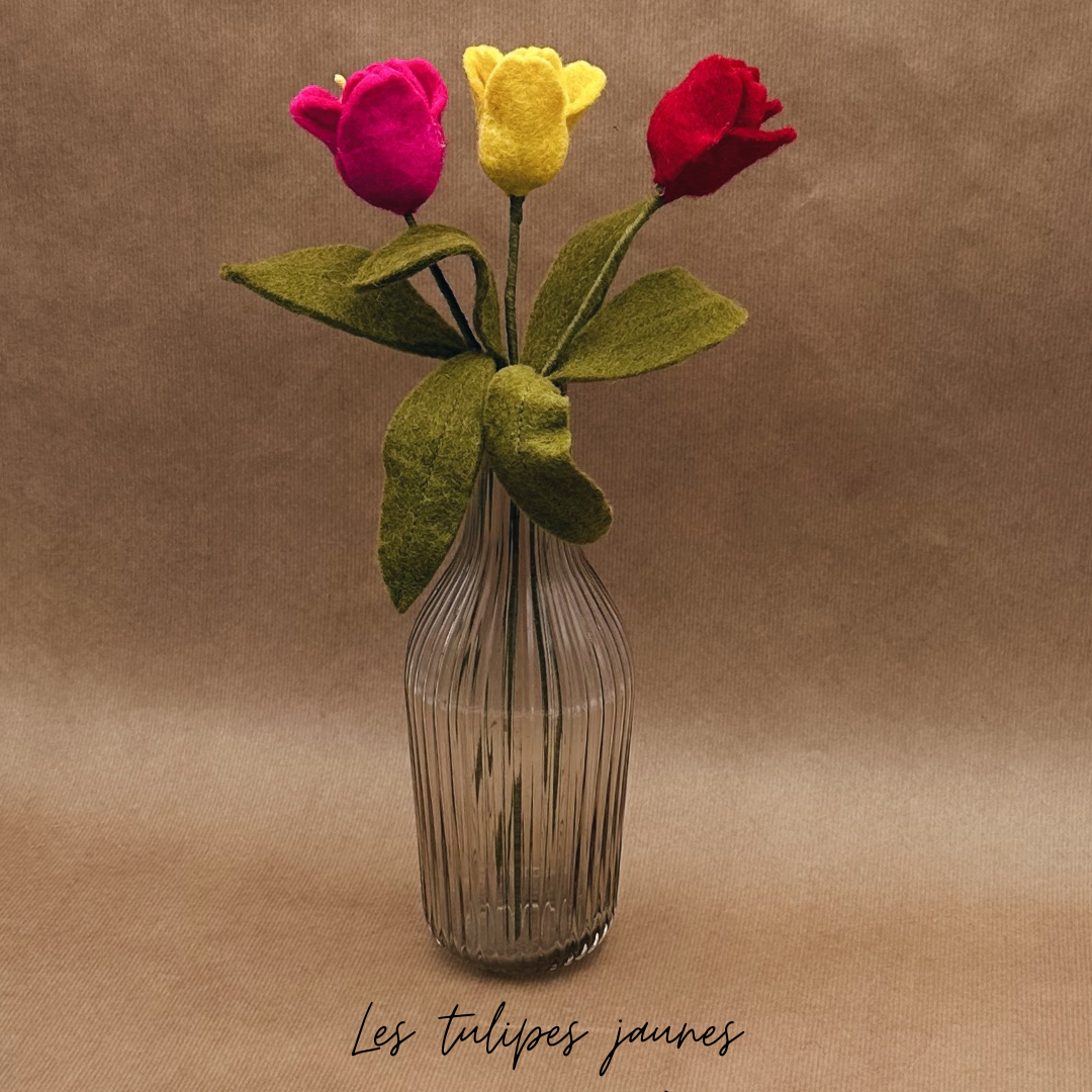Lot de 3 branches de Tulipes (Rose / Rouge / Jaune) - New Heidi