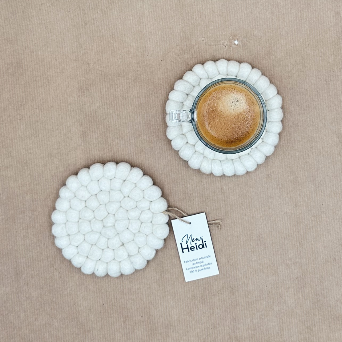 Set de 2 sous-verres "boule" en feutrine - New Heidi