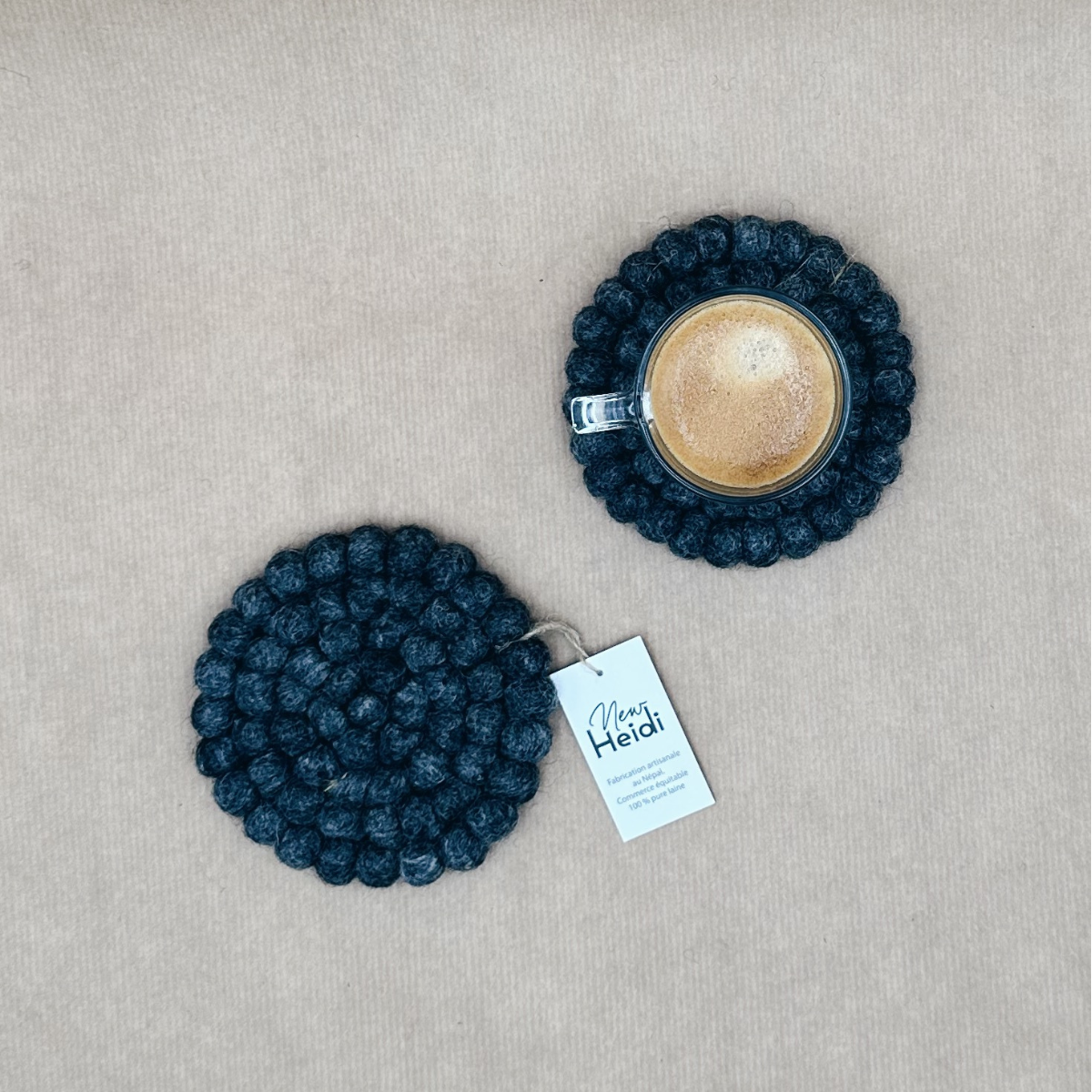 Set de 2 sous-verres "boule" en feutrine - New Heidi