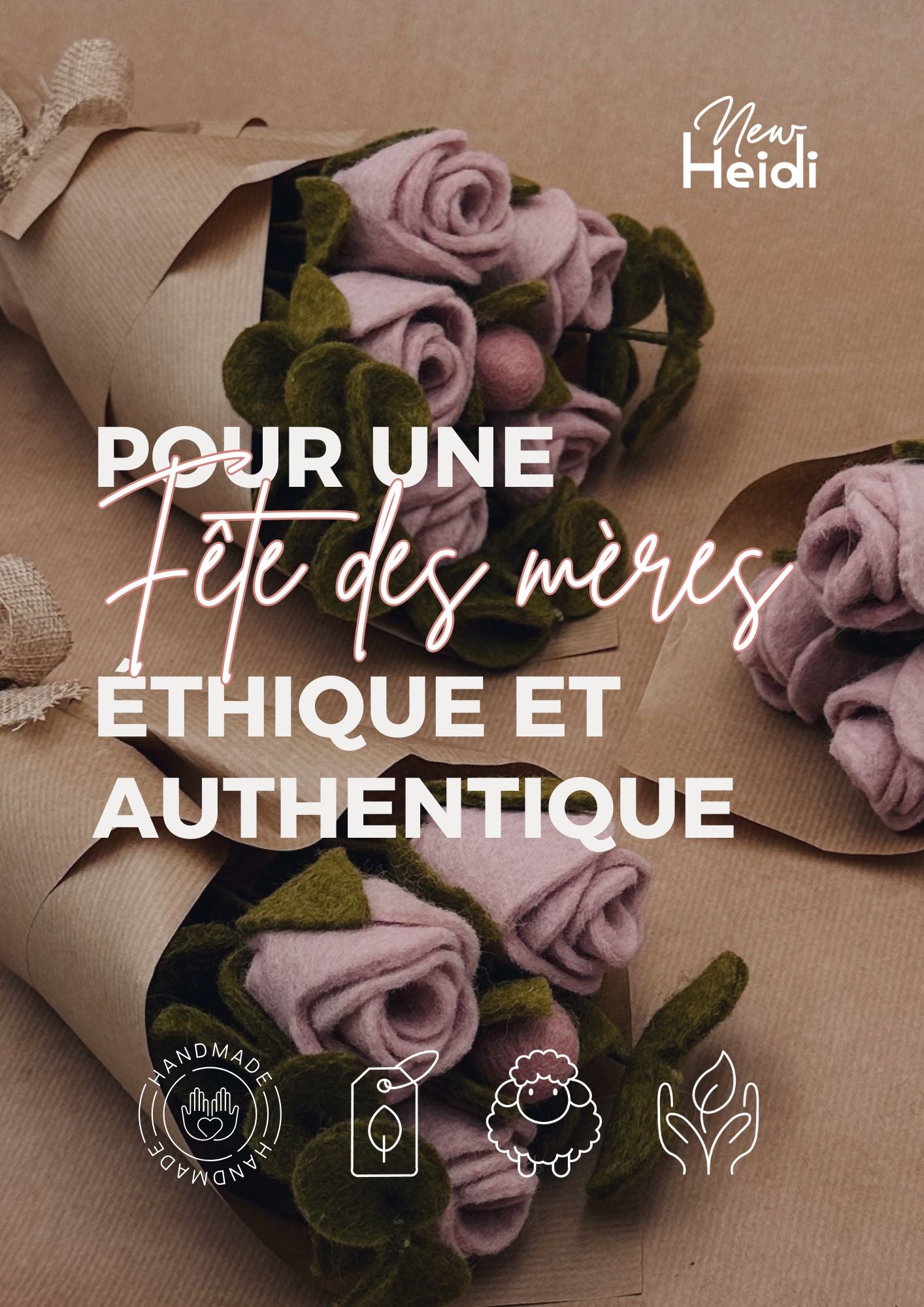 BOUQUET "TENDRESSE" – 3 ROSES, 2 EUCALYPTUS, 1 BOUTON DE ROSE SPÉCIAL FÊTE DES MÈRES – NEW HEIDI