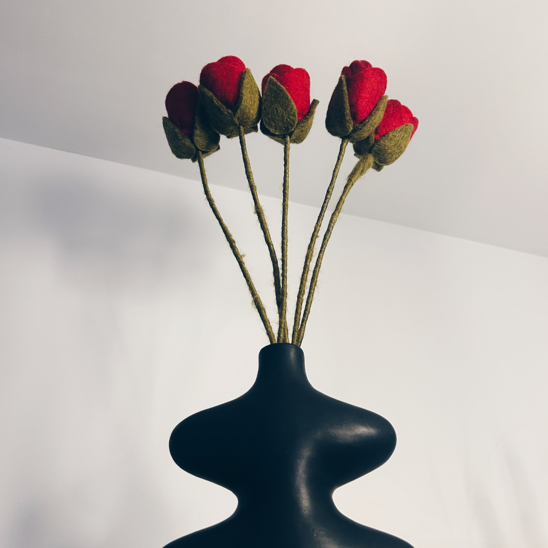 Lot de 3 branches de roses rouges - New Heidi