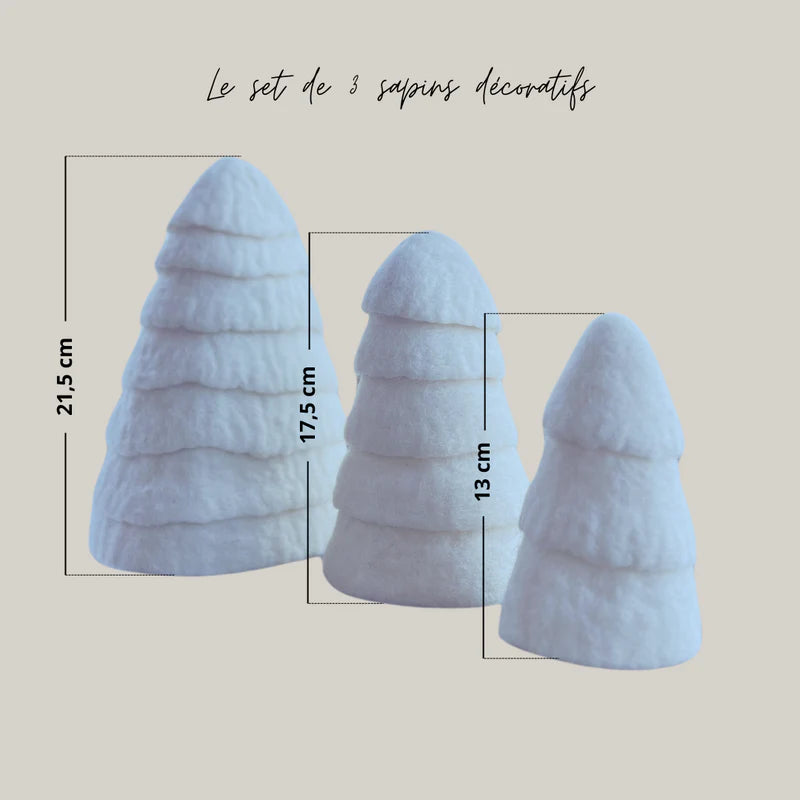 Set de 3 Sapins Décoratifs en Laine Feutrée – Collection New Heidi