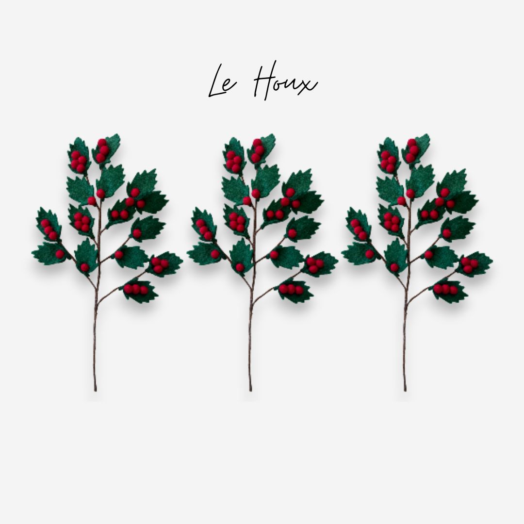 Lot de 3 branches de houx - New Heidi