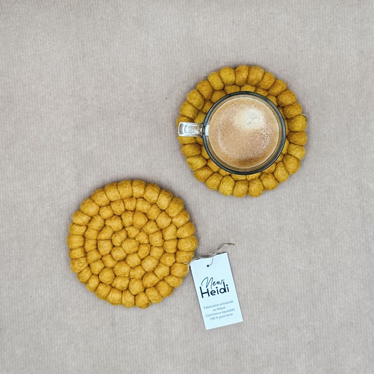 Set de 2 sous-verres "boule" en feutrine - New Heidi