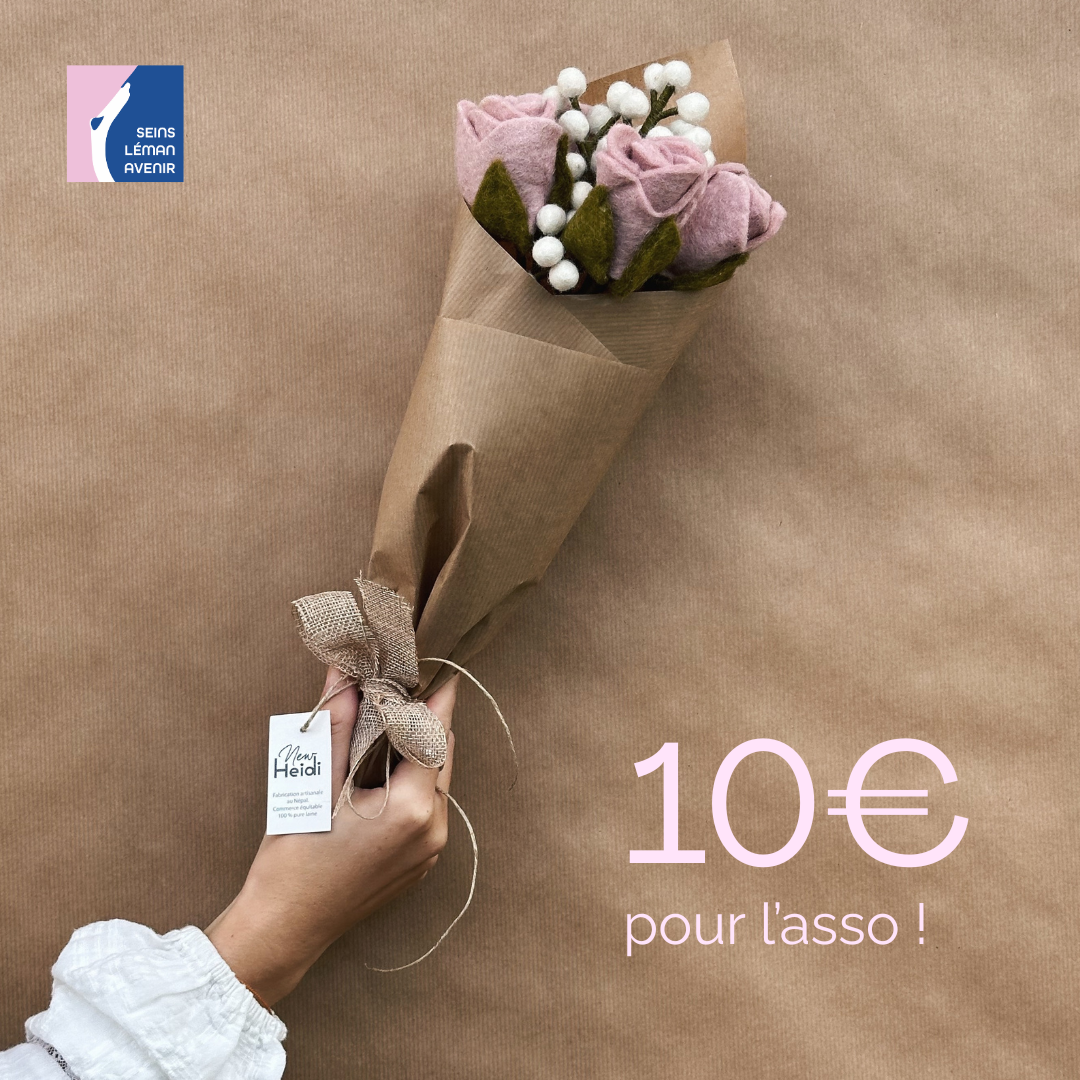 Bouquet solidaire 3 – 3 roses, 1 gypsophile en feutre 🌹