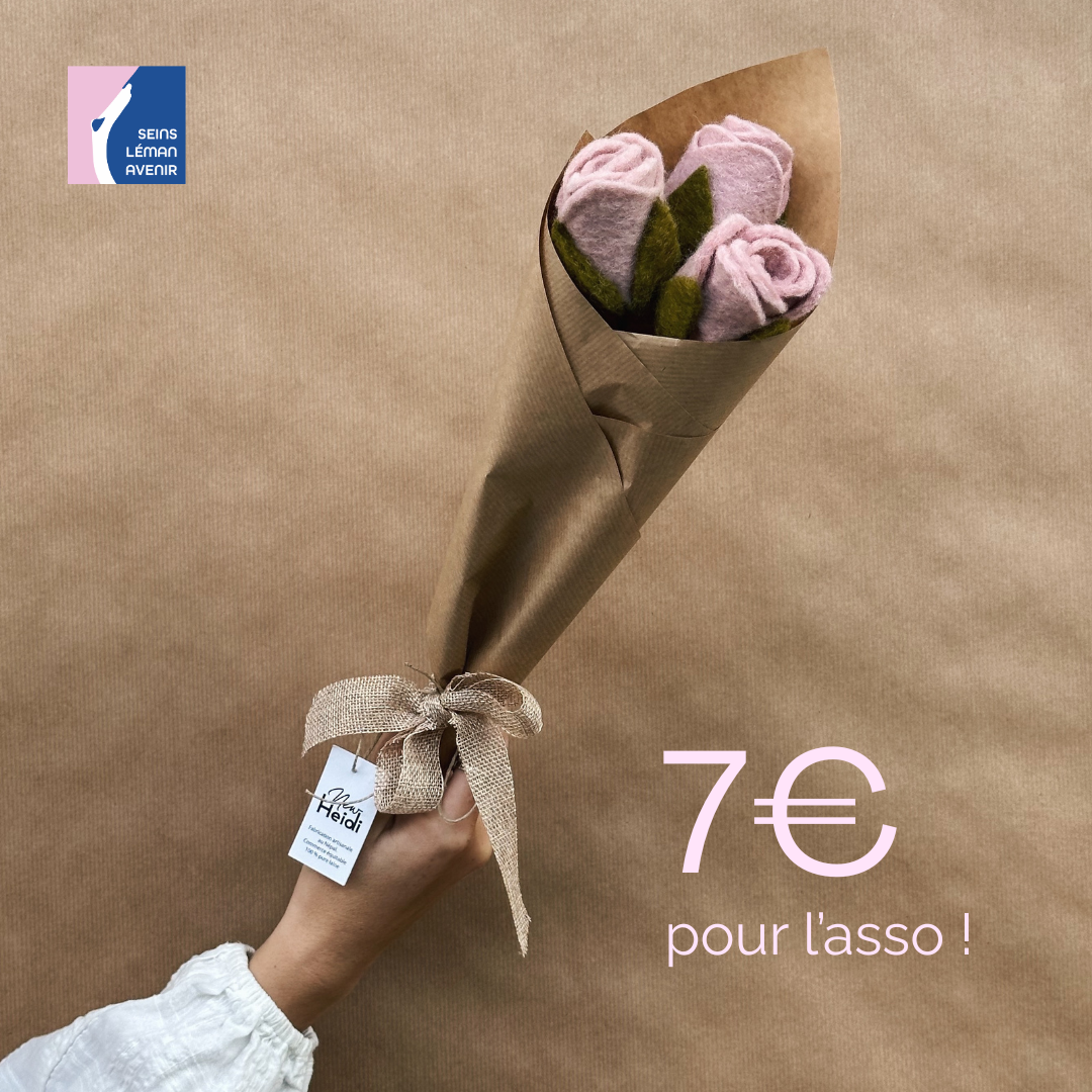 Bouquet solidaire 2 – 3 roses en feutre 🌹