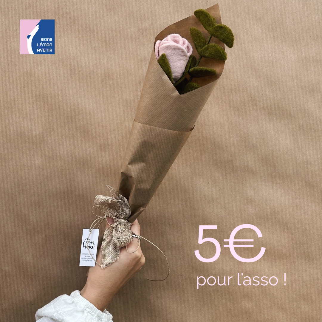 Bouquet solidaire 1 – 1 rose, 1 eucalyptus en feutre 🌹🌿