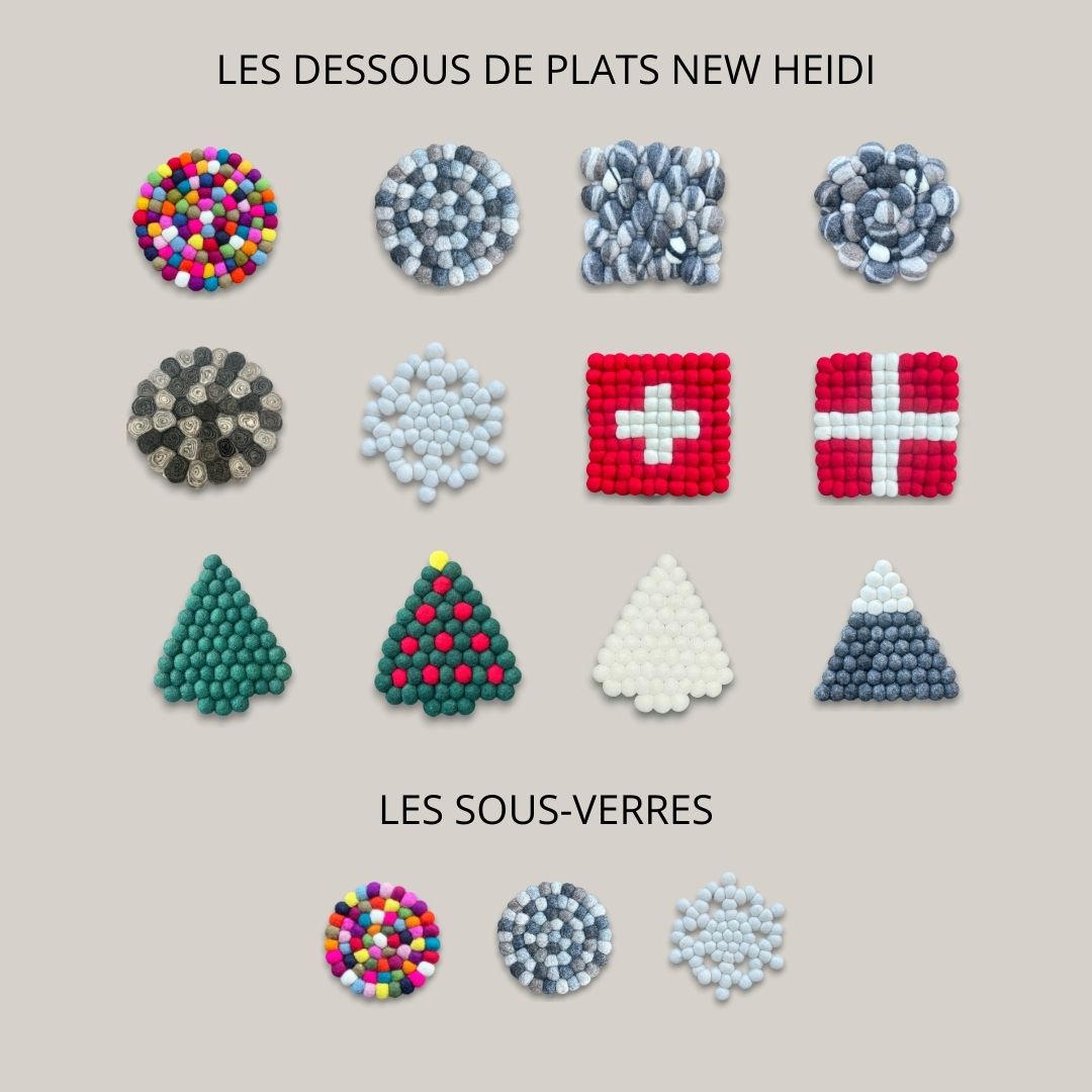 Dessous de plat "Boule Grise / Multicolor" en feutrine - New Heidi