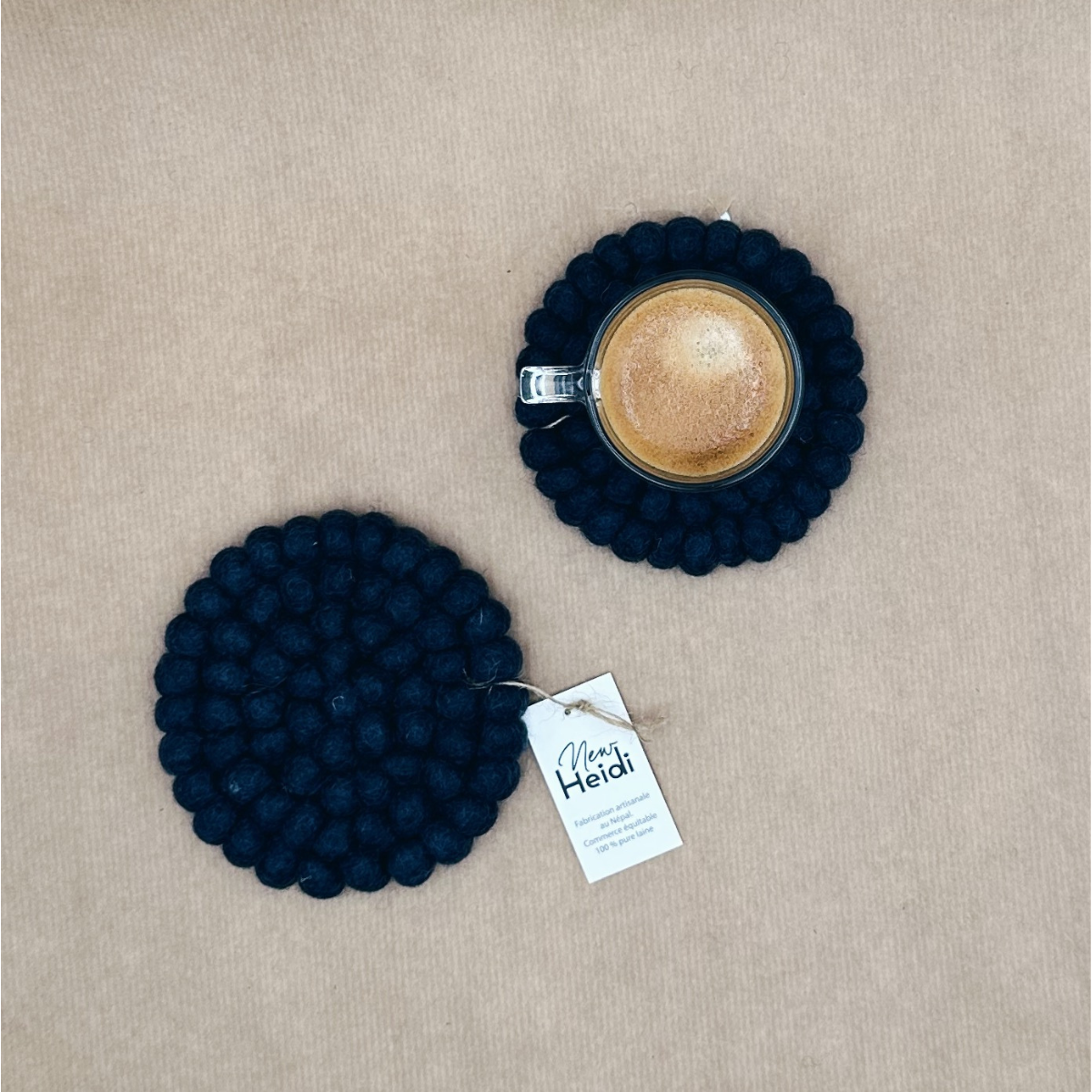 Set de 2 sous-verres "boule" en feutrine - New Heidi
