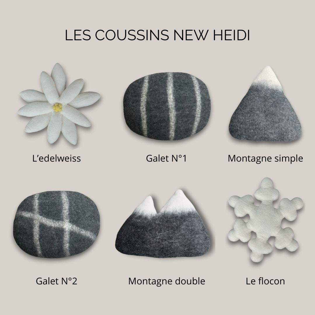 Coussin Flocon de neige en feutrine - Création éthique et artisanale New Heidi