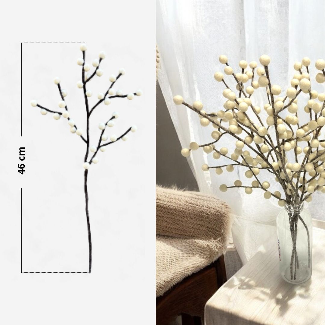 Lot de 3 branches de baies blanches - New Heidi