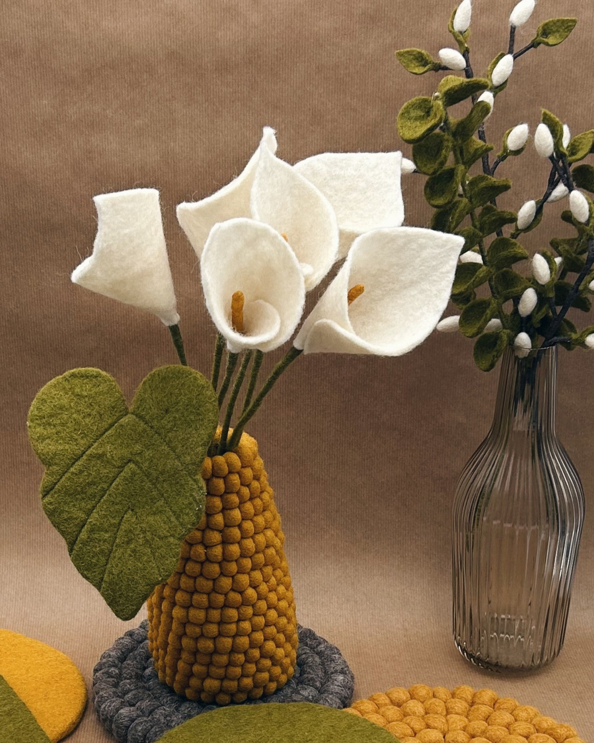 Arum en laine feutrée