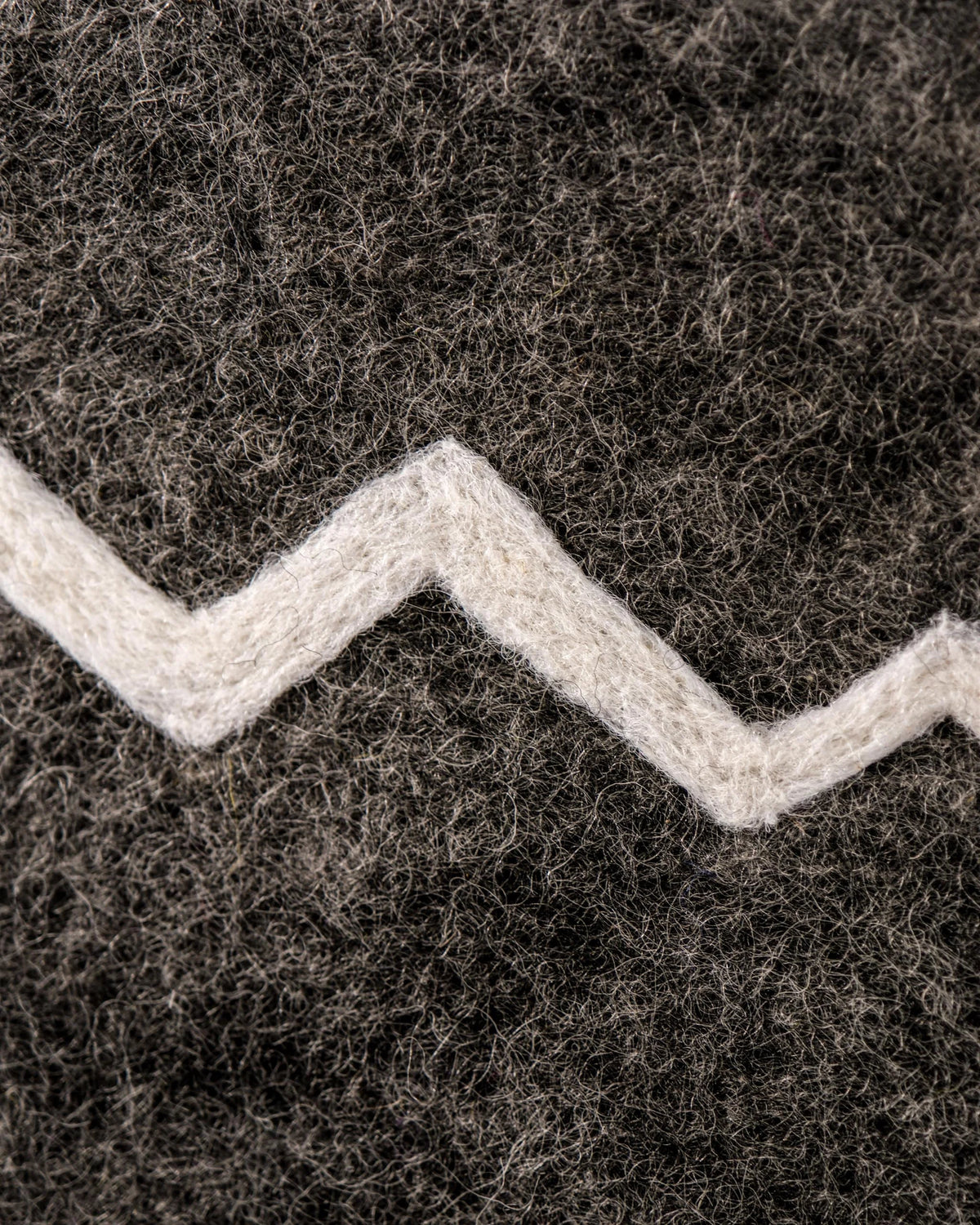 Pochette de rangement en feutrine a motif montagne détail zoom matière.