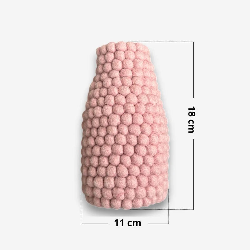 Schéma des dimensions du vase rose New Heidi : hauteur 18 cm et diamètre 11 cm.